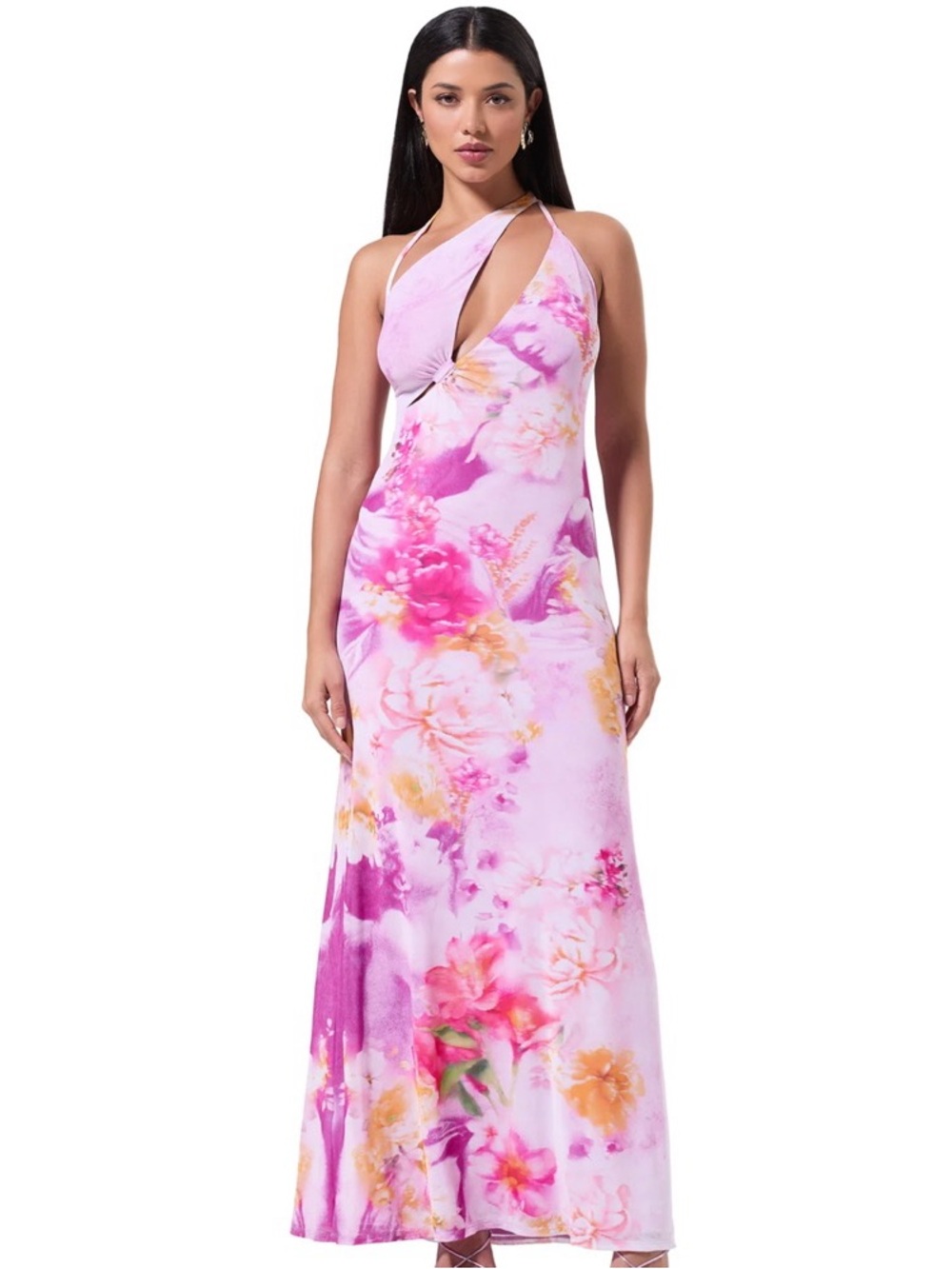 AFRM Pink Floral Halter Maxi Dress